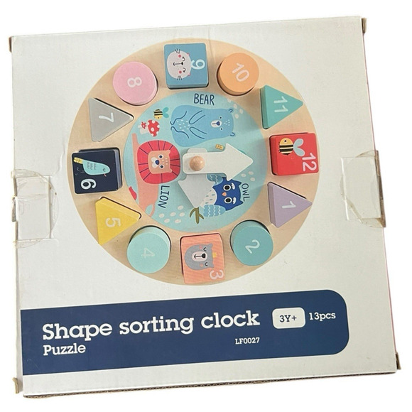 LEO & FRIENDS Shape Sorting Clock - Removable Number Blocks Educational Toy NEW - Picture 3 of 8